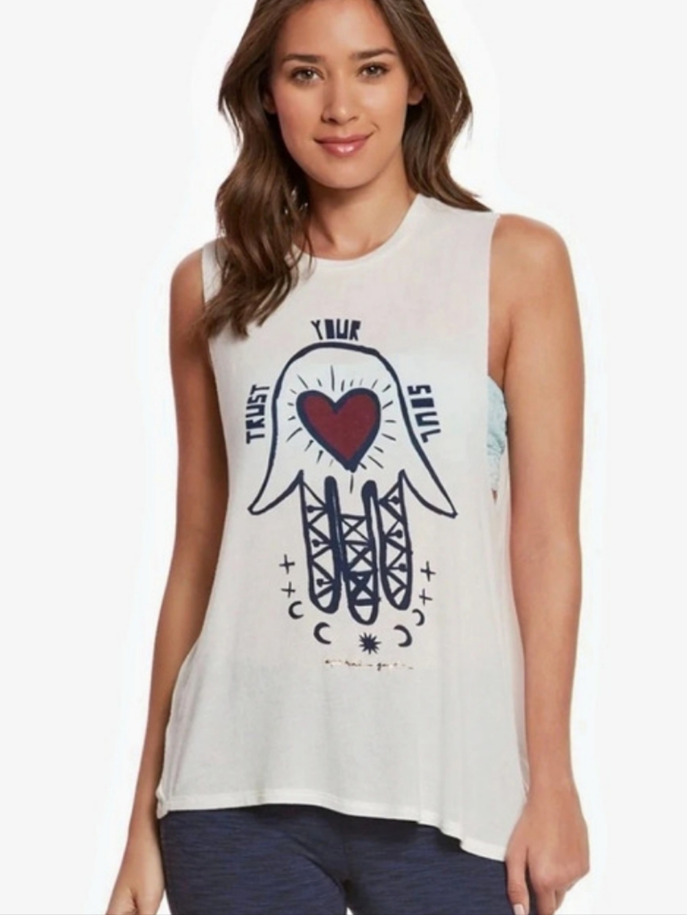 Spiritual Gangster Heart and Soul Hamsa Muscle Tee White